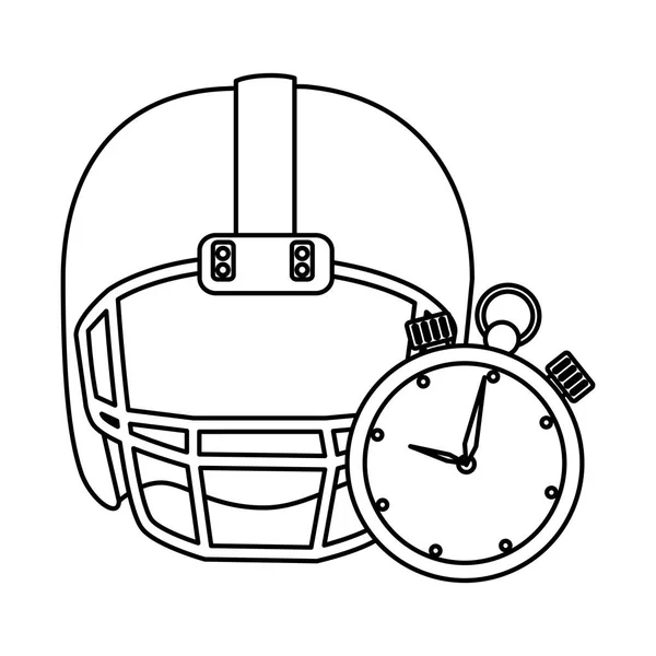 Американский футбольный шлем с хронометром — стоковый вектор