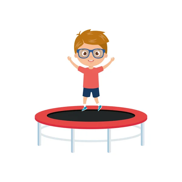 Cute little girl in trampoline jump game — Stock Vector © yupiramos