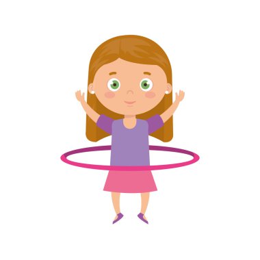 Hula hula dansı yapan tatlı küçük kız izole edilmiş ikon