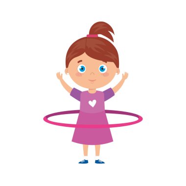 Hula hula dansı yapan tatlı küçük kız izole edilmiş ikon