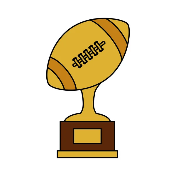Balón americano fútbol trofeo aislado icono — Vector de stock