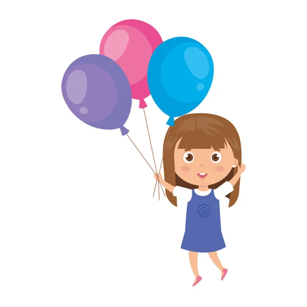 Мила маленька дівчинка з повітряними кулями гелій — стоковий вектор