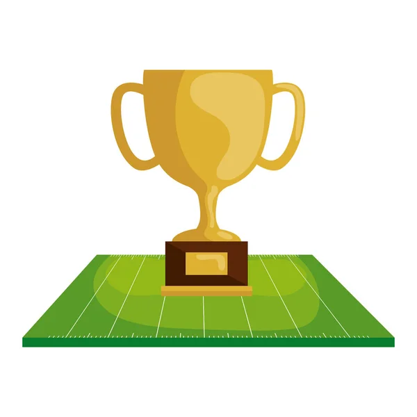 Beker trofee in het veld amerikaanse voetbal — Stockvector