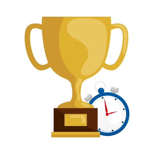 Cup trophy award with chronometer — Stock Vector