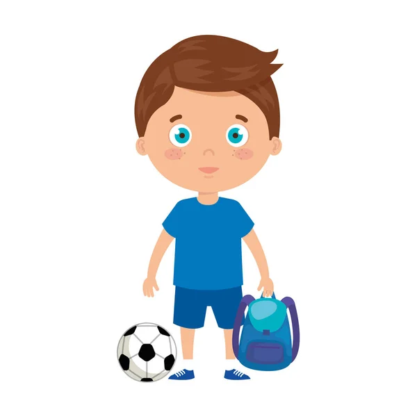 Mignon petit garçon avec sac d'école — Image vectorielle