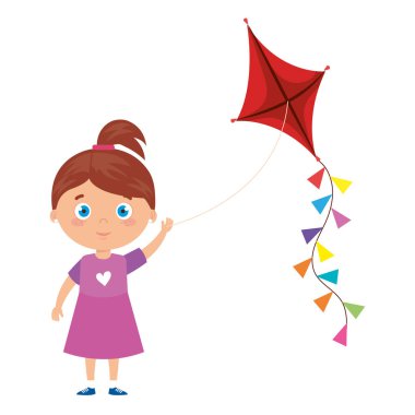 Uçurtma ikonu olan sevimli küçük kız.
