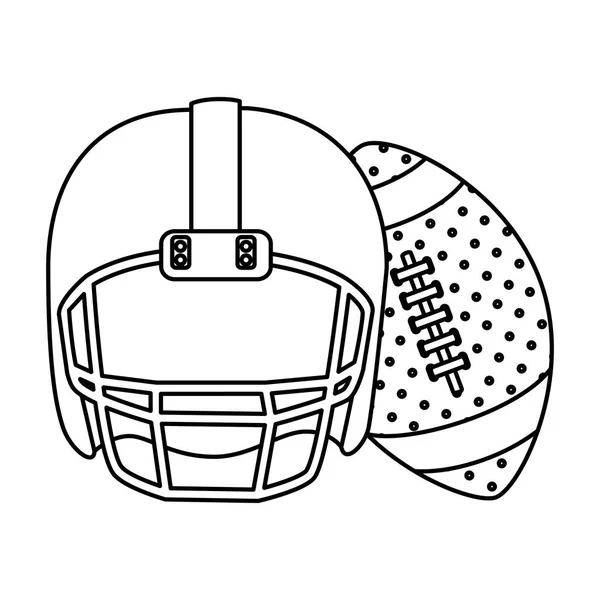 Ball and american football helmet isolated icon — Stock Vector