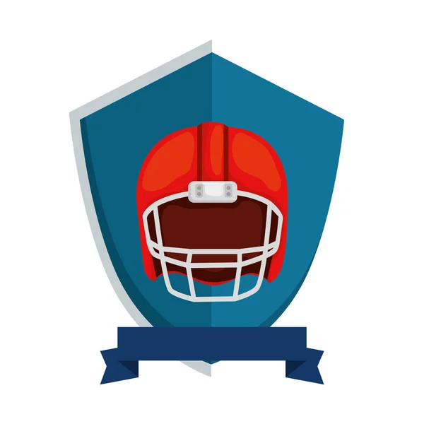 Amerikaanse voetbal helm in schild geïsoleerd pictogram — Stockvector