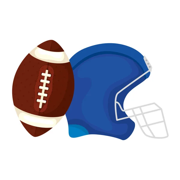 Capacete e bola ícone isolado futebol americano — Vetor de Stock