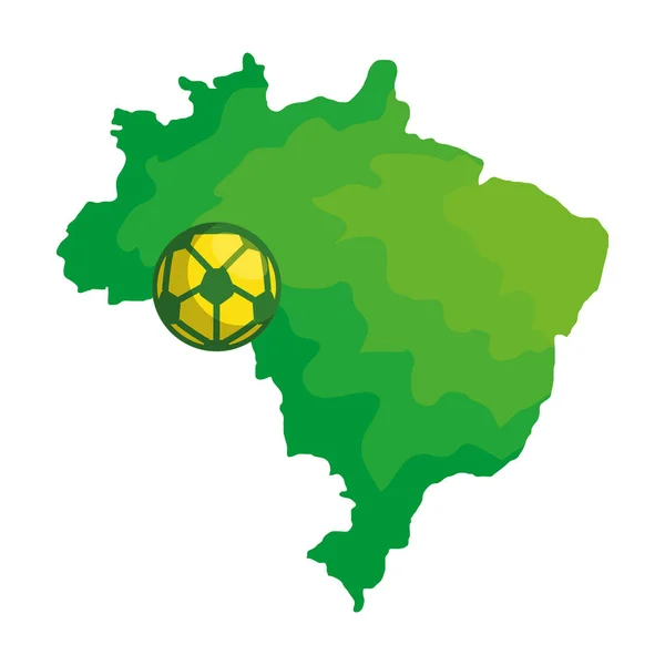 ブラジル地図のあるスポーツボールサッカー — ストックベクタ