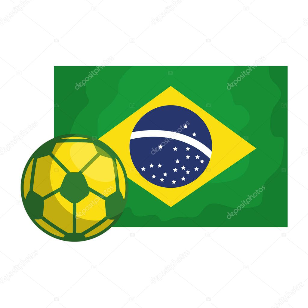 sport ball soccer with flag brazil isolated icon