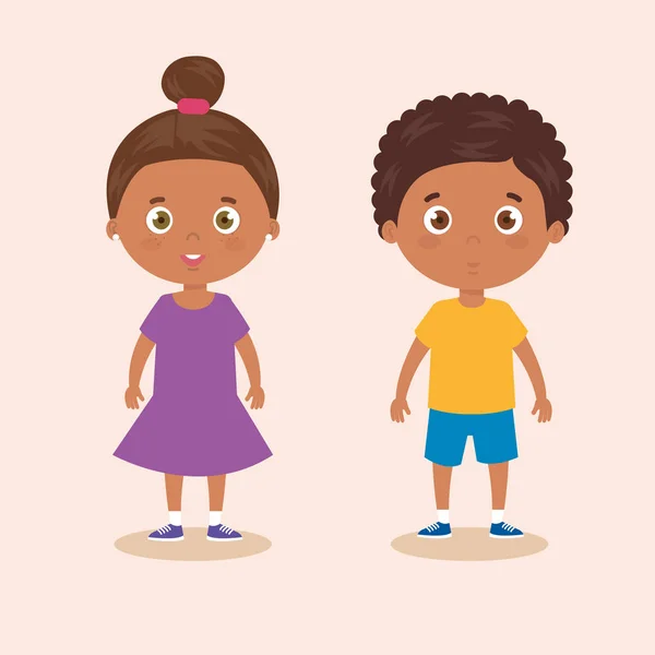 Χαριτωμένα μικρά παιδιά afro avatar χαρακτήρα — Διανυσματικό Αρχείο