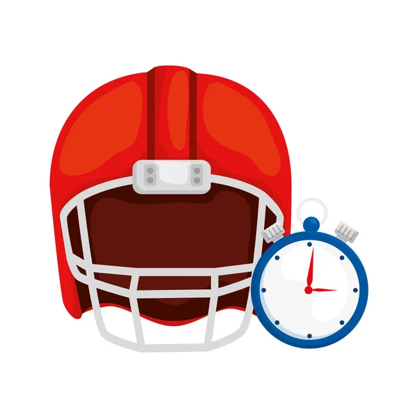 Хронометр с изолированной иконой американского футбольного шлема — стоковый вектор