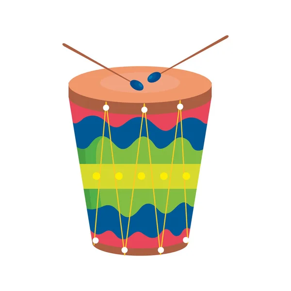 Instrumento de tambor icono musical aislado — Vector de stock