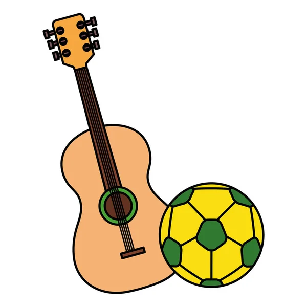 Bola esporte futebol com guitarra ícone isolado — Vetor de Stock