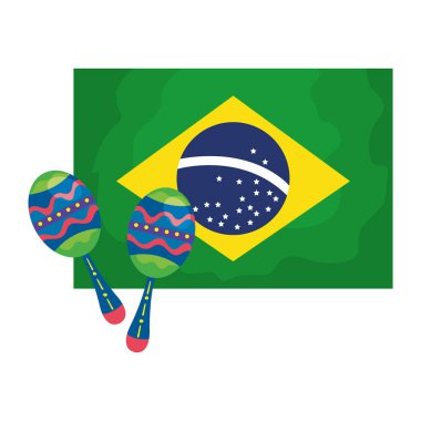 Brezilya bayrağı taşıyan marakalar izole edilmiş simge