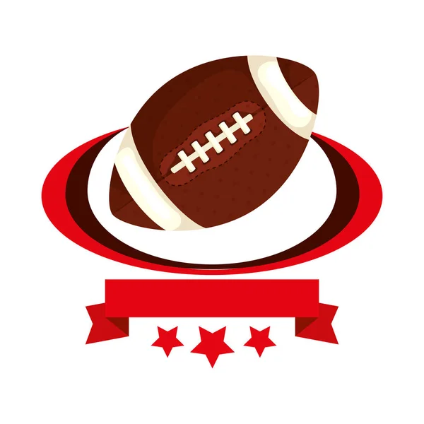 Palla football americano con nastro e stelle — Vettoriale Stock