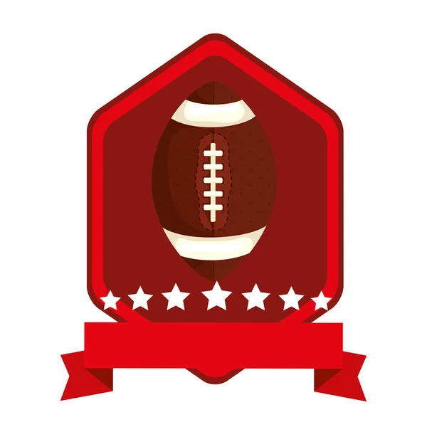 Emblème avec ballon football américain icône isolée — Image vectorielle