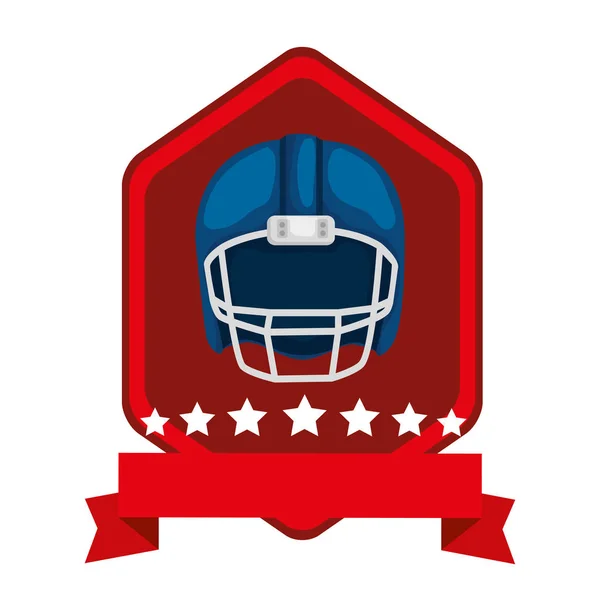 Emblem with american football helmet isolated icon — Stock Vector