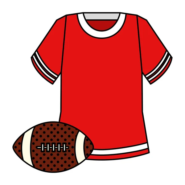 Chemise et ballon football américain icône isolée — Image vectorielle