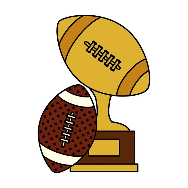 Trophy with ball american football isolated icon — 스톡 벡터