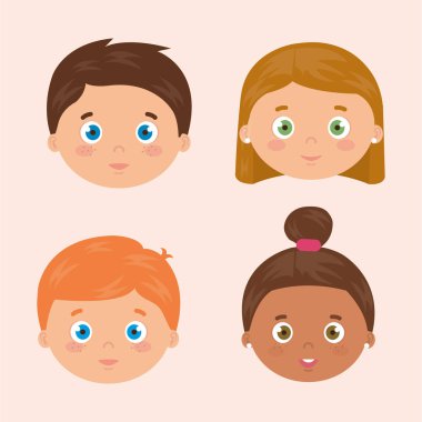 Yüzler grubu küçük çocuk Avatar karakterleri