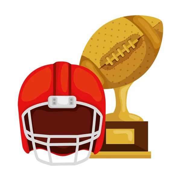 Изолированная икона трофея и американский футбольный шлем — стоковый вектор