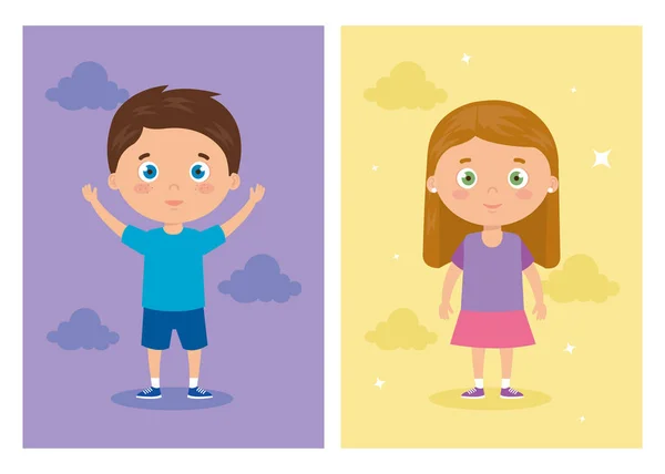 Aranyos kis gyerekek avatar karakter — Stock Vector