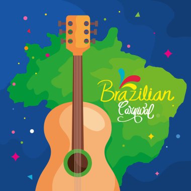 Haritalı ve gitarlı Brezilya karnavalı