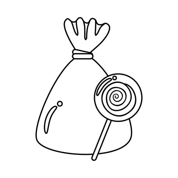Καραμέλα σε περιτύλιγμα με γλειφιτζούρι απομονωμένο εικονίδιο — Διανυσματικό Αρχείο