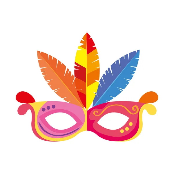 Mask carnival with feathers isolated icon — Stock Vector