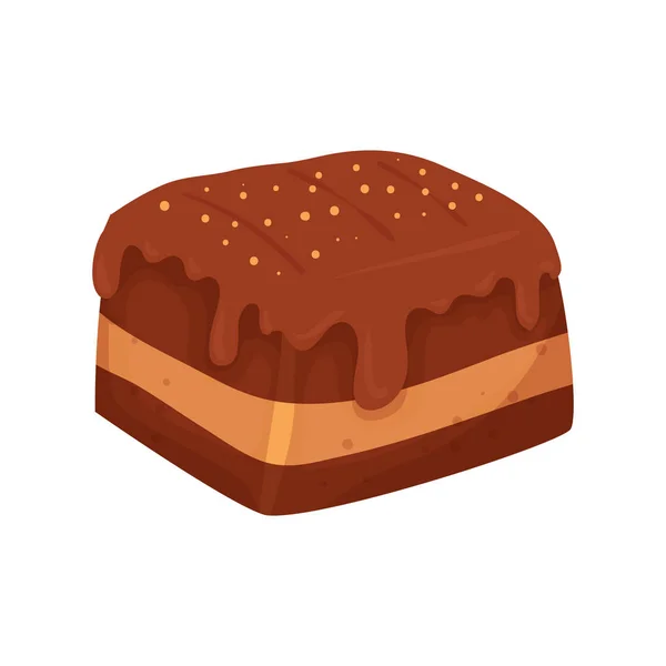 Delicious brownie chocolate isolated icon — 스톡 벡터