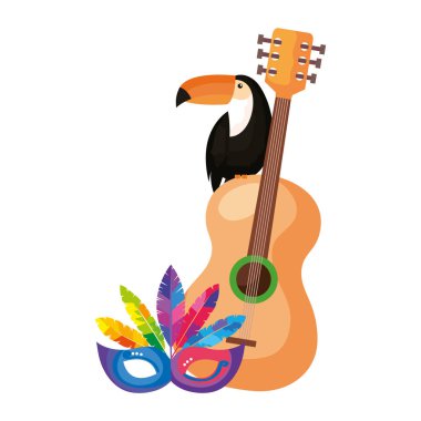 Gitarlı ve maskeli bir tukan.