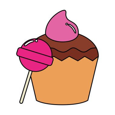 Lolipop izole edilmiş ikonlu lezzetli kek.