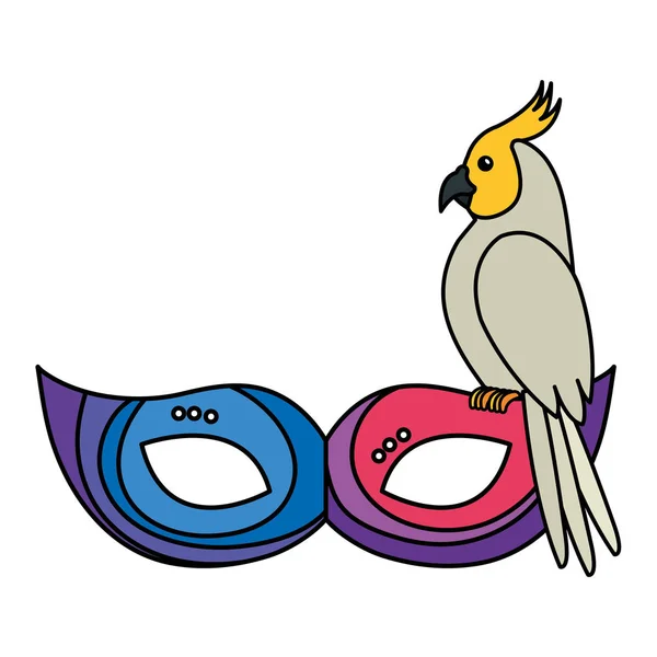 Parrot with mask carnival isolated icon — 스톡 벡터