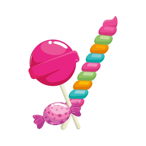 Bonbons spirale en bâton avec des bonbons — Image vectorielle