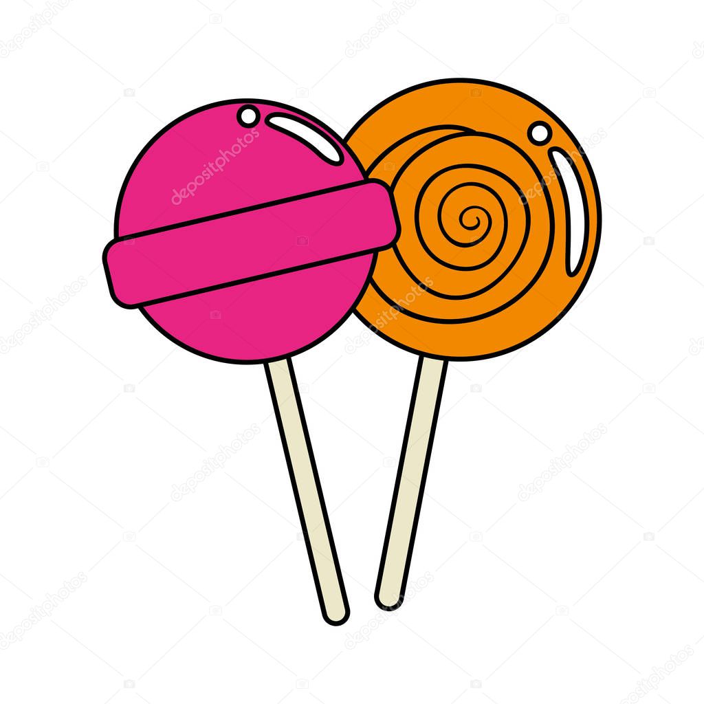 set of sweet lollipop isolated icon