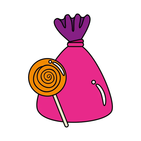 Caramelo en envoltura con lollipop icono aislado — Vector de stock