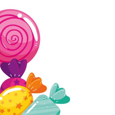 Lolipopla sarmalanmış şekerler.