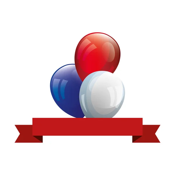 Ballons hélium blanc avec rouge et bleu — Image vectorielle