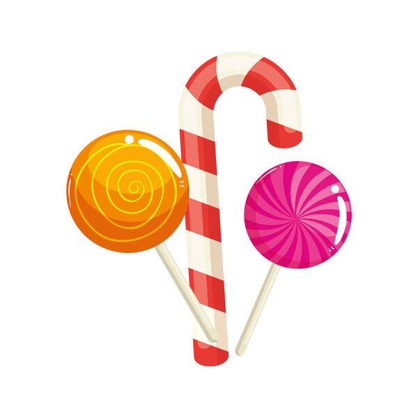 set of sweet lollipop with candy cane