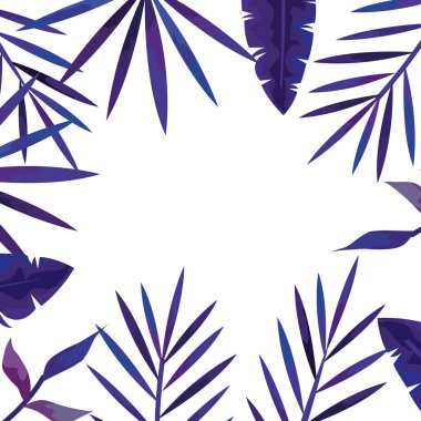 Tropikal doğal yaprak çerçevesi izole edilmiş simge