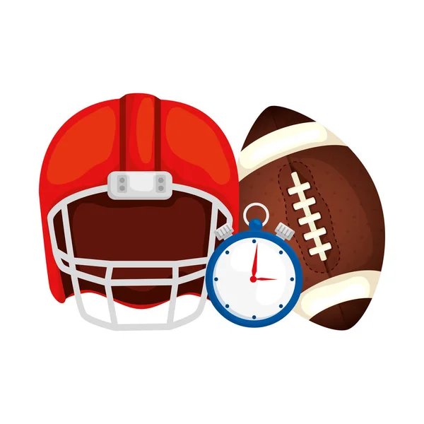 Шлем с хронометром и мячом американский футбол — стоковый вектор