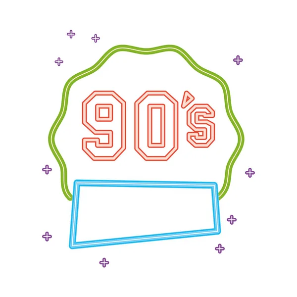 Nineties sign retro style neon light — 스톡 벡터