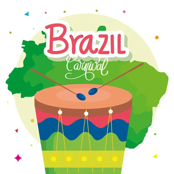 Cartel de carnaval brasileño con tambor y decoración — Archivo Imágenes Vectoriales