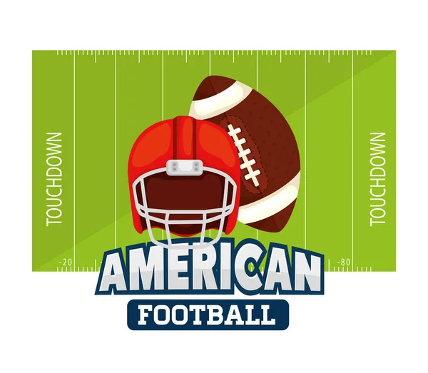 Poster des American Football mit Ball und Helm — Stockvektor