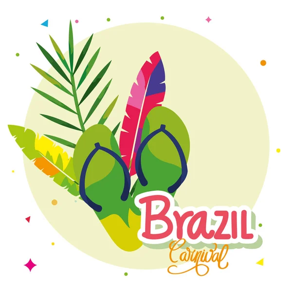 Plakat karnawałowy brazylijski z klapkami i dekoracją — Wektor stockowy