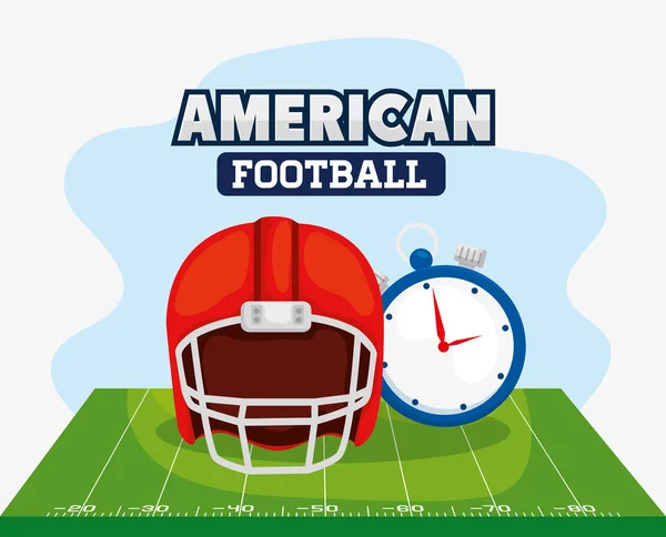 Poster des American Football mit Helm und Chronometer — Stockvektor