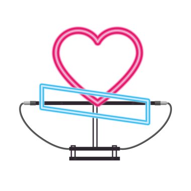 Sevimli kalp aşk neon ışık izole ikonu