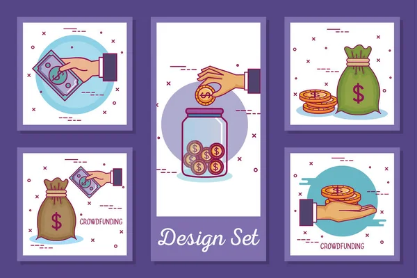 Designs set of crowdfunding and icons — Stock Vector